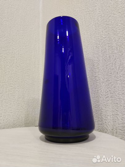 Ваза для цветов,старинная,цветное стекло,синяя