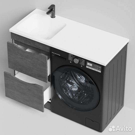 Тумба под стиральную машину 110см Smile серый