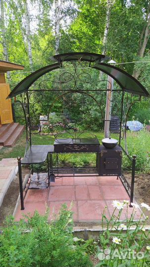 Кованый мангал с печкой