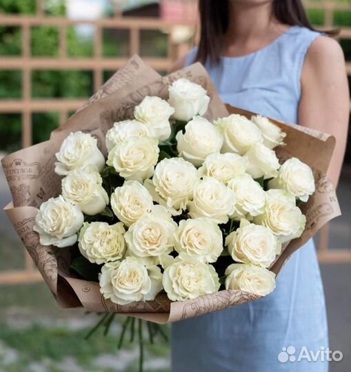 Букет 25 белых роз Цветы Иркутск