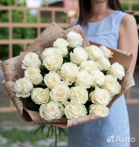 Букет 25 белых роз Цветы Иркутск