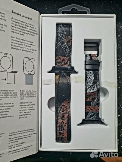 Кожанный ремешок для Apple watch 42 44 45 mm