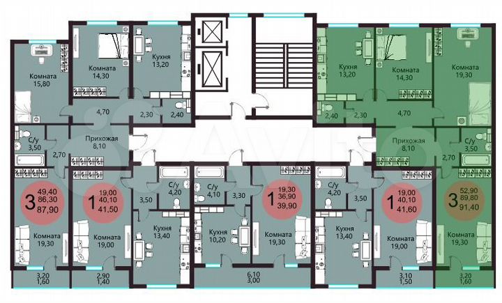 3-к. квартира, 91,4 м², 8/17 эт.