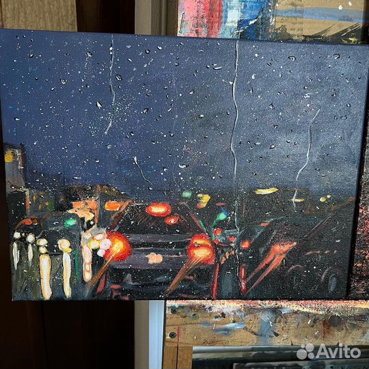 Картина Капли дождя на холсте