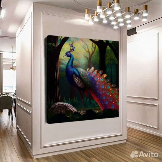 Картина маслом павлин
