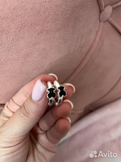 Серьги тоус tous gen новые. Вставка шпинель