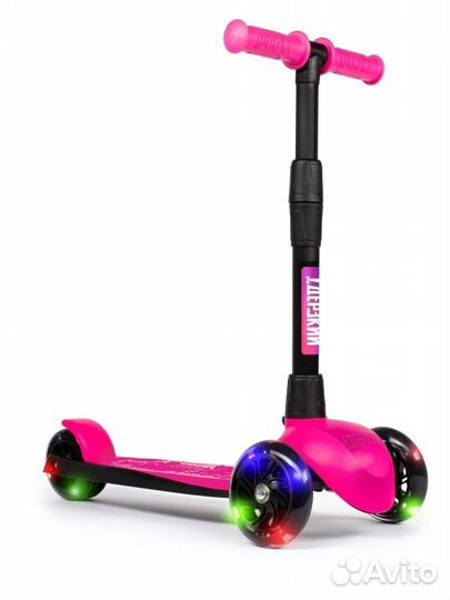 Самокат детский boss (светящиеся колеса) розовый