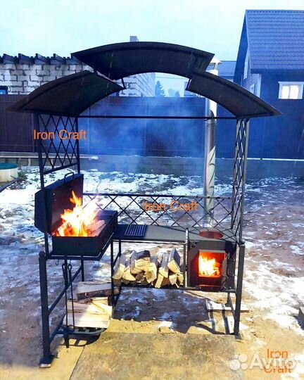 Мангал с печкой под казан