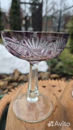Фужеры цветной хрусталь винтаж СССР 2 шт