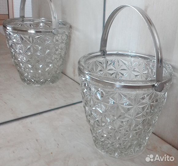 Стеклянное ведёрко для льда из СССР