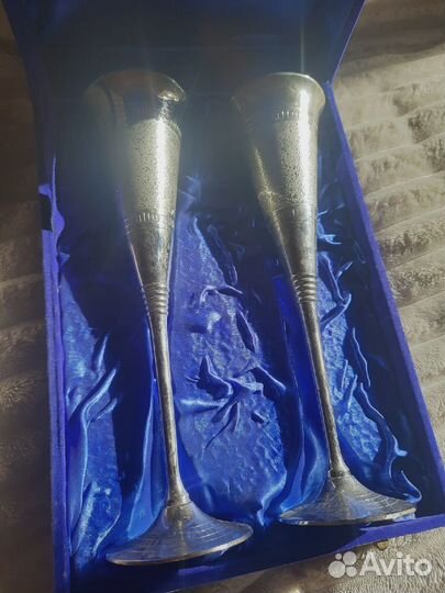 Фужеры, покрытие - серебро, в велюровом кейсе