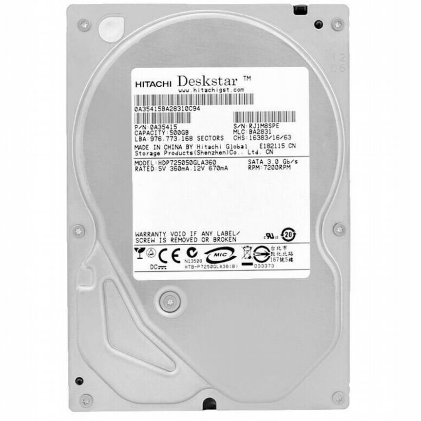 [HDP725050GLA360] Жесткий Диск Hitachi 500gb Sata2 Hdp725050gla360