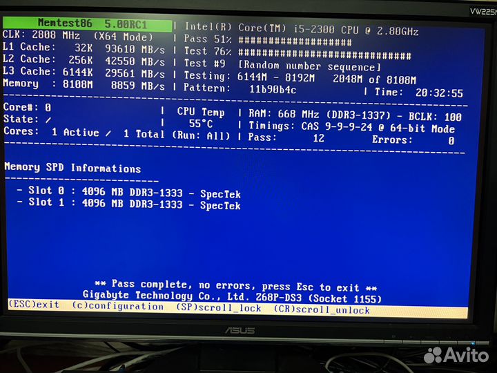 Gigabyte GA-Z68P-DS3 + i5-2300 + 8GB