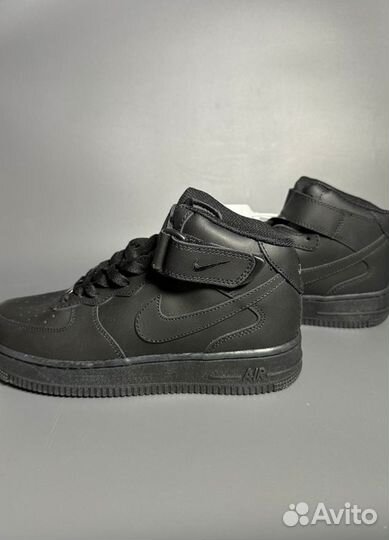 Кроссовки Nike Air Force 1 Mid Black Люкс