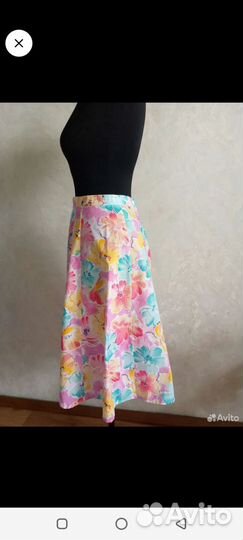 Винтажная юбка с цветочным принтом хлопок