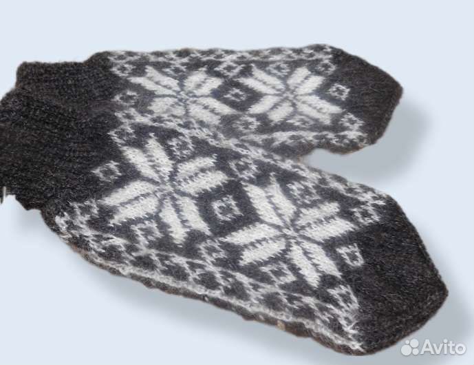 Варежки пуховые, вязаные, козий пух