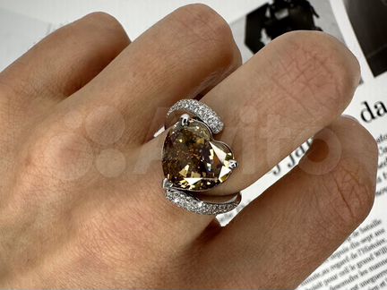 Кольцо с бриллиантом 5.08 ct. Fancy/SI1 сердце