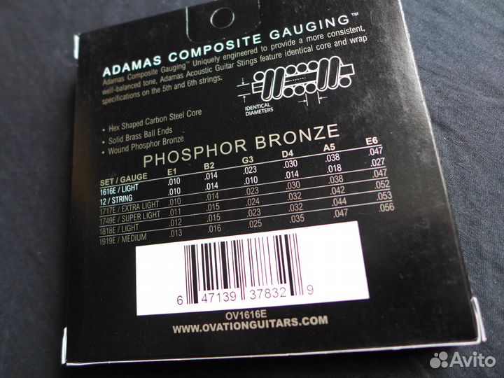 Струны Adamas 10-47, phosphor bronze 12-str (USA)