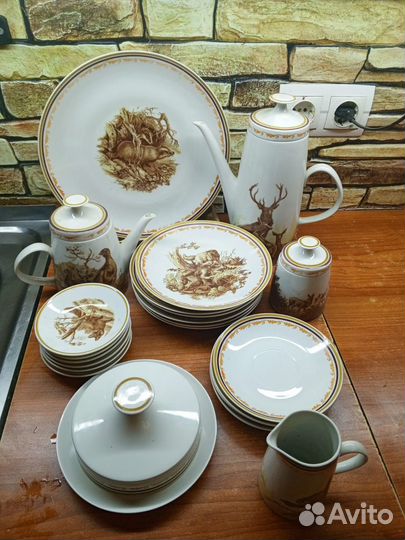 Комплект посуды Охота. Lichte Porzellan Лихте, ГДР