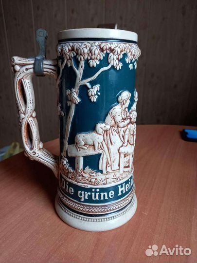 Старинная пивная кружка 1907-20г.г.Семья охотника