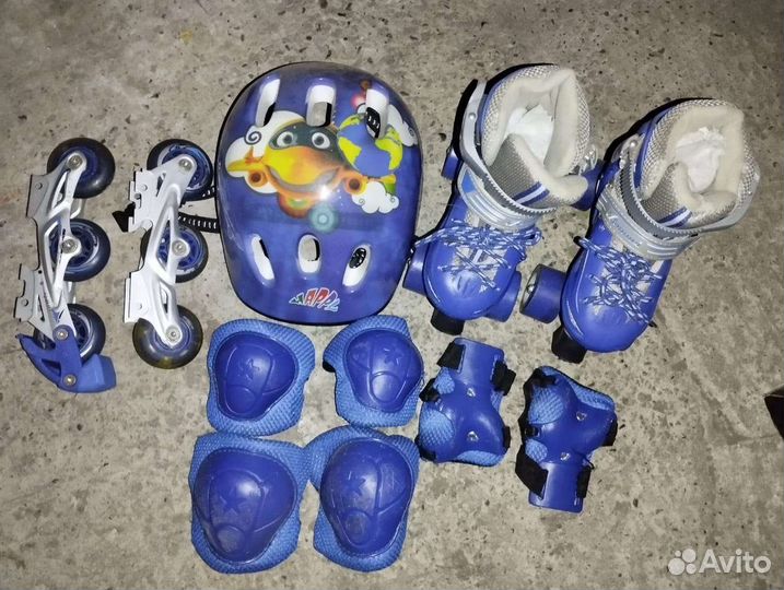 Ролики р. 25-29, 2 пары колёс+защита+шлем