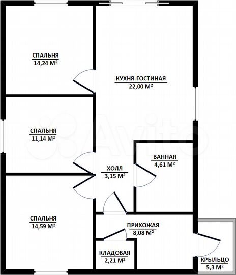 Дом 85 м² на участке 5 сот.