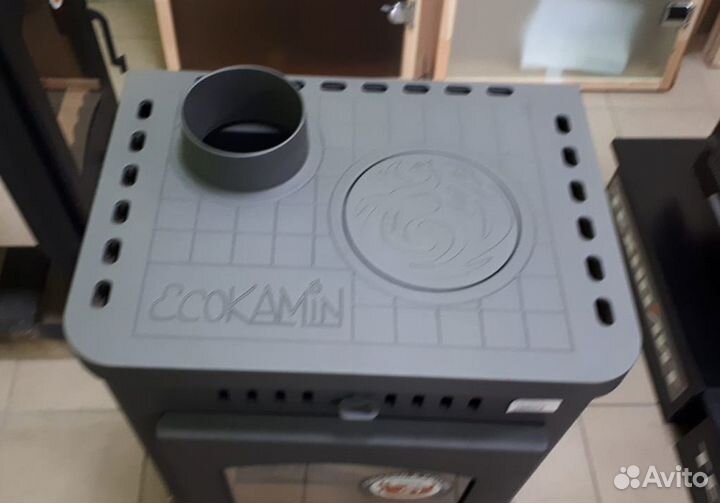 Печь-камин Бавария Оптима с плитой незабудка