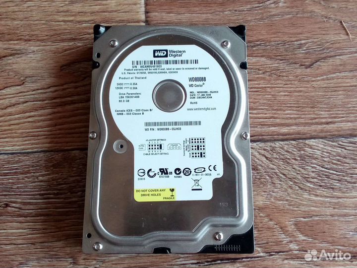 Жесткий диск western digital на 80gb