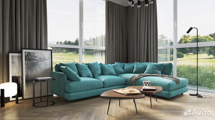 Диван угловой Ибица бирюзовый от производителя