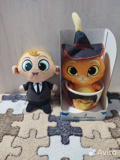 Игрушка в кружке магнит, кот в сапогах