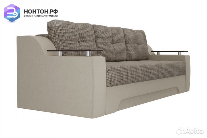 Диван еврокнижка Сенатор корфу коричневый / бежевы