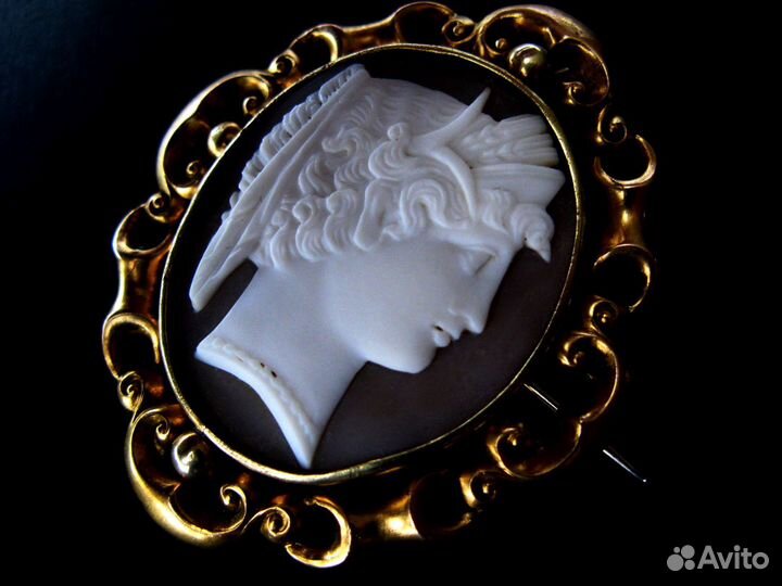 Крупная Антикварная Камея Деметра 1860 Гранд Тур