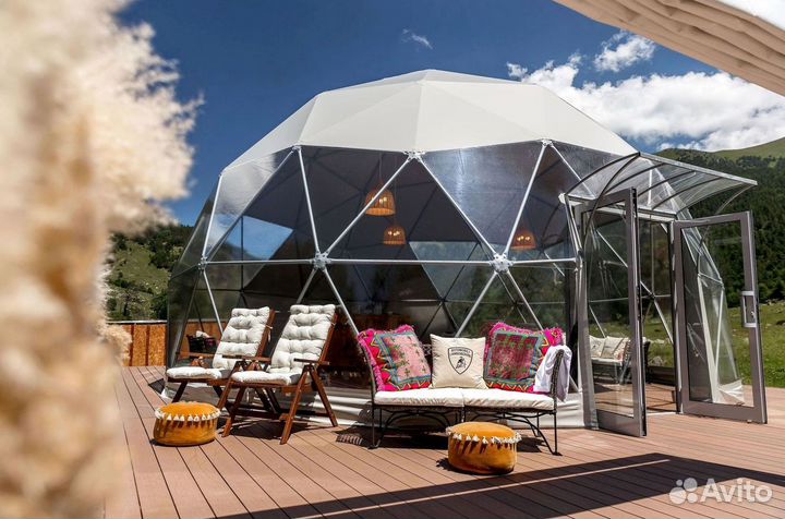 Купольный шатер тент+каркас диаметр 6 м