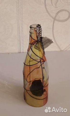 Подвесной подсвечник-бутылка витражный