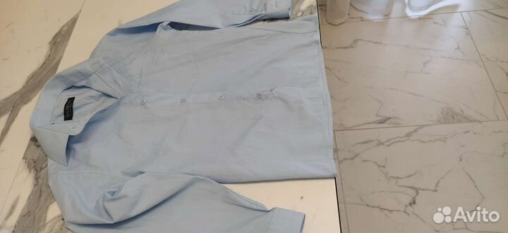 Рубашка голубая 122-128