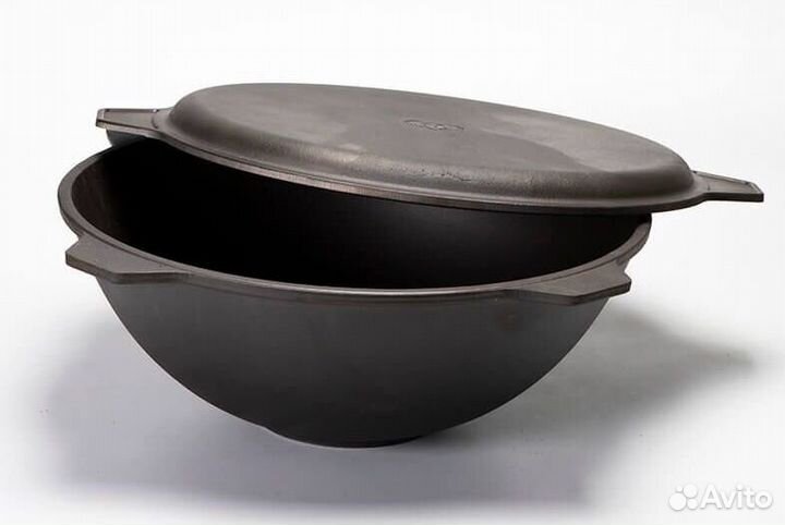 Казан чугунный 12 л с чугунной крышкой-сковородой