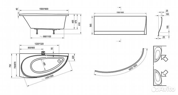 Ванна стальная BLB universal HG 170х75, белая, без отверстий для ручек
