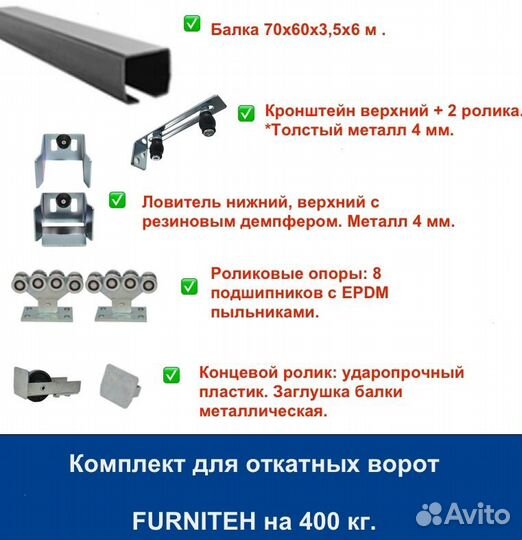 Откатные ворота 4х2 Т-профиль+автоматика Furniteh