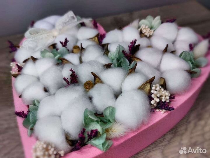 Букет композиция сердце, подарок из хлопка