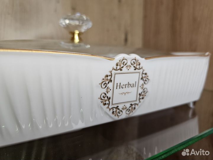 Менажница фарфор Lefard с стеклянной крышкой