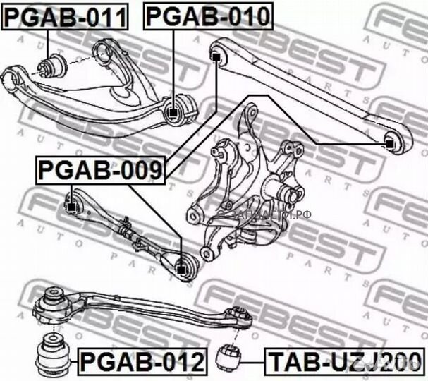 Febest pgab-010 Сайлентблок заднего верхнего рычага