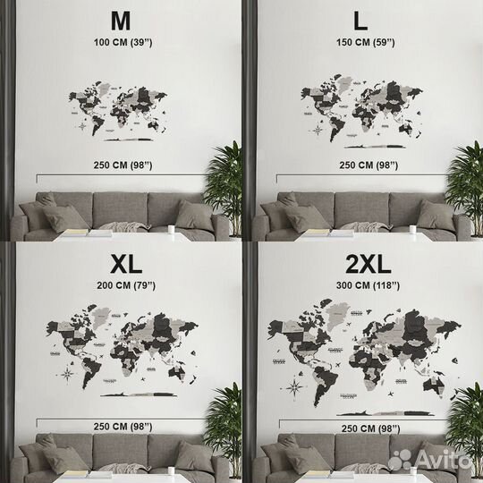 Деревянная карта мира ручной работы