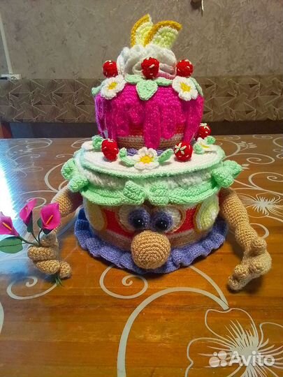 Вязаный торт - шкатулка