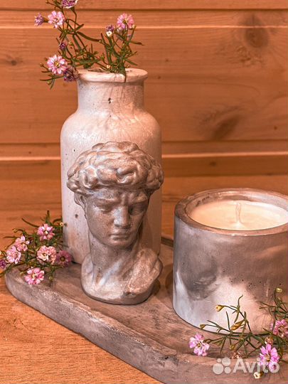 Декор из гипса, ваза, соевая свеча, Давид