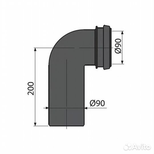 Колено стока, комплект 90/90 Alcaplast M908