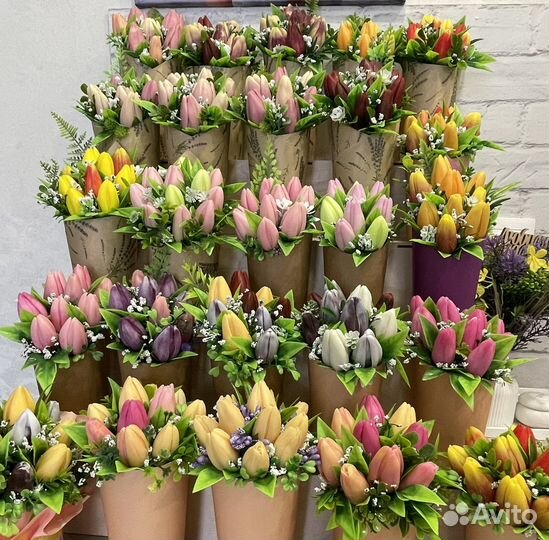 Букеты тюльпанов из мыла ручной работы