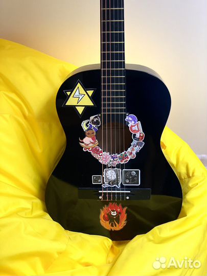 Черная классическая гитара 7/8 prado