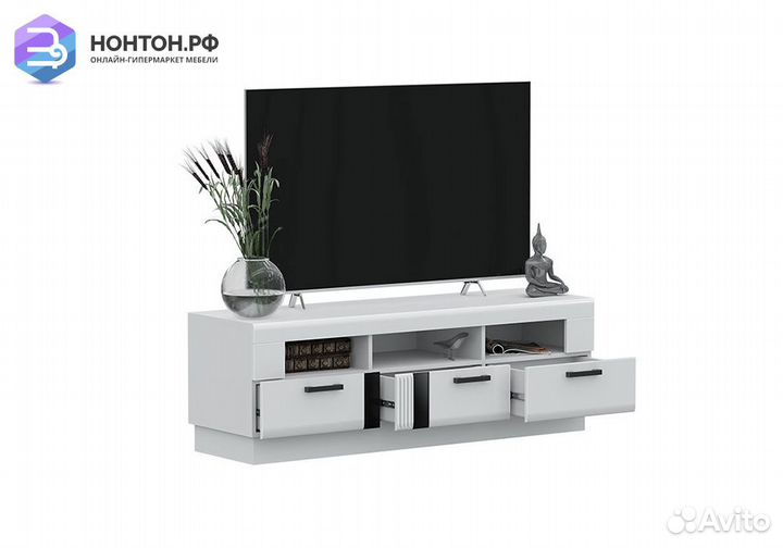 Тумба под тв Магнолия белый глянец