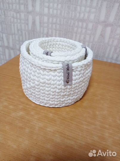 Вязаные корзинки для хранения