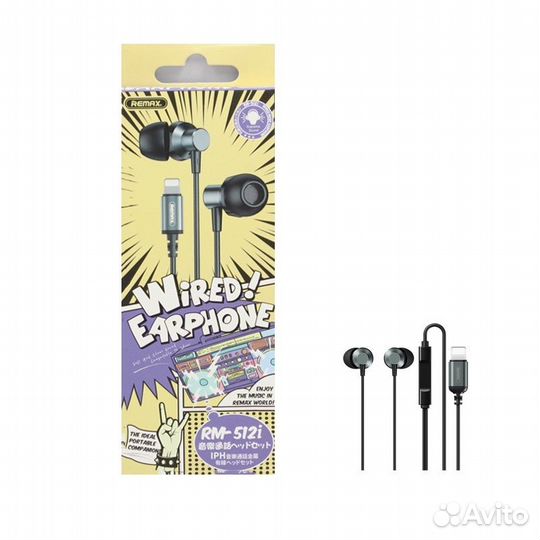 Наушники Remax RM-512i, с разъемом Lightning